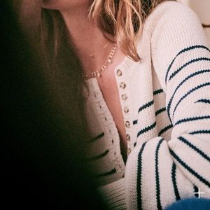 NWT Sezane Leontine Jumper Ecru/Navy